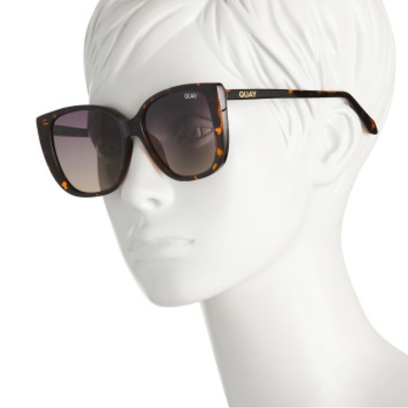 QUAY Ever After Sunglasses Polarized Tortoise Frame Grey Taupe Gradient Lens NWT - Picture 2 of 7